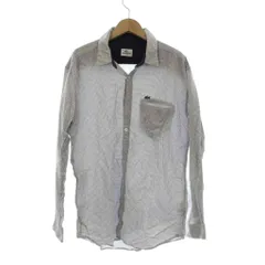 ラコステ LACOSTE シャツ 長袖 42 紺 ネイビー 白 ホワイト 総柄 /JP