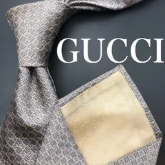 【美品】GUCCI グッチ イタリア製 総柄 グレー シルク ネクタイ