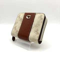 【 極美品 】COACH　コーチ　ビルフォールド ウォレット　ホース アンド キャリッジ　二つ折り財布　PVC／レザー　アイボリー
