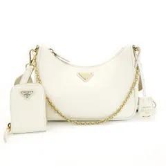 プラダ PRADA ショルダーバッグ 2way Re-Edition 2005 リ エディション ホワイト レザー 1BH204 ショルダーバッグ ゴールド金具 7-10-540