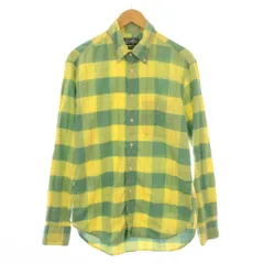 ギットマン ブラザーズ GITMAN BROS. ボタンダウンシャツ カジュアル 長袖 レギュラーカラー チェック柄 M 黄色 イエロー 緑 グリーン /BB