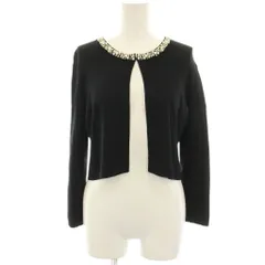 エムプルミエ M-Premier COUTURE ニットカーディガン ボレロ パール装飾 八分袖 38 黒 ブラック /HN