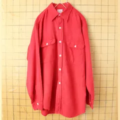 70s USA JCPenney BIGMAC シャモアクロスシャツ メンズM レッド コットン 長袖 アウトドア アメリカ古着　011426aw21