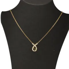 【美品】Dior ディオール CDロゴ ラインストーン ネックレス ゴールド