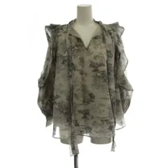 スナイデル SNIDEL シャツ ブラウス F グレー 総柄 長袖 フリル袖 /JP