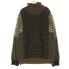 美品 ANSEASON ANREALAGE アンシーズンアンリアレイジ モヘア混 千鳥格好柄 長袖 ハイネック ウール ニット 50 ブラウン系 メンズ 古着