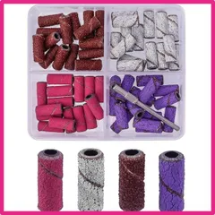 Bestgle サンディングバンド ネイルケアセット 60個セットネイルドリルビット 2.35mm 超硬バー ＃80＃120＃180＃240 サンドペーパースリー電動ヤスリ 電動ルーター ドリルプレス用 ネイル研磨ヘッド マニキュアおよびペディキュアケアネイル