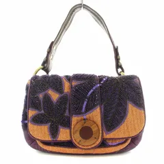 ジャマンピュエッシュ JAMIN PUECH ハンドバッグ ビーズ装飾 刺繍 紫 オレンジ /☆G