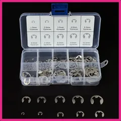 シルバー E型スナップリング 120個セット M1.5-M10 304ステンレス スナップリング 10サイズ Eクリップ 保持スナップリングサークリップキット E型止め輪 部品固定