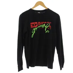 ディーゼル DIESEL ロンT カットソー 長袖 ロゴ S 黒 ブラック /☆G