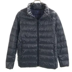UNIQLO ユニクロ ドット柄 ウルトラライトダウンジャケット XL ネイビー 収納袋付き レディース 古着