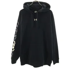 UNDER ARMOUR アンダーアーマー 長袖 パーカー 2XL ブラック 裏起毛 ビッグサイズ メンズ 古着
