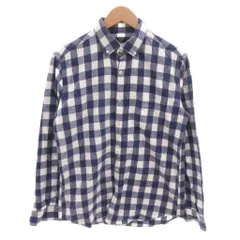 シップス SHIPS 美品 シャツ L 青 ブルー 白 ホワイト チェック柄 ボタンダウンカラー 長袖 801-11-0477 /HW ■GY60