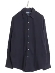 【お得なクーポン配布中!】 90s ポロ ラルフローレン 長袖 シャツ メンズ L オールド ウール ナイロン ストレッチ スリム 無地 カジュアル シンプル 薄手 トップス 紺