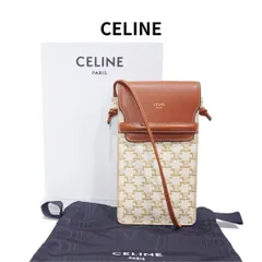 CELINE セリーヌ モバイルポーチ フォンポーチ スマホショルダー トリオンフキャンバス ラムスキン 10G332CQD オフホワイト