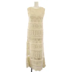 ザラ ZARA ニットワンピース ロング ノースリーブ 鍵編み S アイボリー /TK