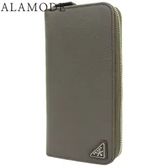 PRADA(プラダ) サフィアーノトライアングル ジップアラウンド財布 ロングウォレット 長財布 ラウンドファスナー 三角ロゴ サフィアーノレザー スモーキーグレー シルバー金具 2ML317_QHH_F0170 40803003152【アラモード】