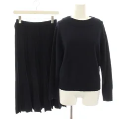 マッキントッシュフィロソフィー MACKINTOSH PHILOSOPHY セットアップ 上下 ニット セーター 長袖 ニットスカート ロング プリーツ イージー ウエストゴム 38 紺 ネイビー /YT