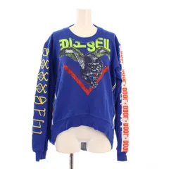 ディーゼル DIESEL スウェット トレーナー 長袖 クルーネック ロゴ プリント バックオープン S 青 ブルー /BB