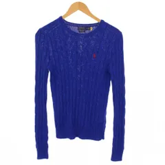 ポロ ラルフローレン POLO RALPH LAUREN ニット セーター 長袖 クルーネック ロゴ ワンカラー S 青 ブルー /BB