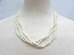 淡水パール パール ライスパール 3連 ネックレス 真珠 アクセサリー 服飾小物 保管88