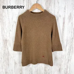BURBERRY BLUE LABEL バーバリーブルーレーベル ホースロゴ刺繡 ウール カシミヤ 七分袖 ニット ブラウン