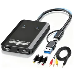 VHS デジタル変換機 - RCA to HDMI コンバーター、USB ビデオキャプチャーカード｜Hi8/VCR/DVD/AV/PS2/Wii アナログ機器向けデジタルアダプター｜古い思い出をモダンノートパソコンに保存するための電子機器e