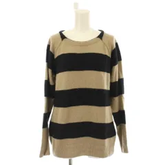 ナノユニバース nano universe ニット セーター ウール F 茶 ブラウン 黒 ブラック ボーダー柄 ラウンドネック 長袖 /LP ■GY60