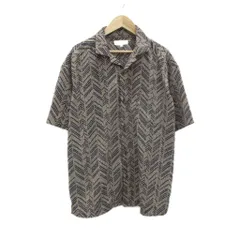 ザショップティーケー THE SHOP TK カジュアルシャツ M 茶色 ブラウン 紺 ネイビー 総柄 半袖 /HO27 ■GY60