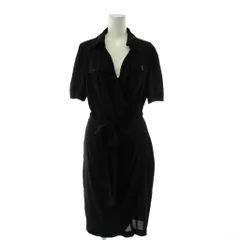 クードシャンス CdeC COUP DE CHANCE ワンピース ひざ丈 40 黒 ブラック ラップドレス 半袖 ポケット付き /GP ■GY60