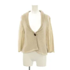 アンタイトル UNTITLED ニットカーディガン 麻 リネン 2 ベージュ ショールカラー 七分袖 編み柄 /LP ■GY60