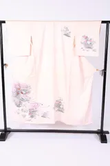 訪問着　桜色　グレー　ゴールド　珊瑚朱　紫　藍　緑　京友禅　B1406
