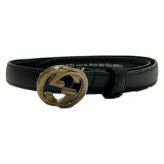 GUCCI(グッチ) ベルト 60 - 黒 インターロッキングG/ナロー レザー