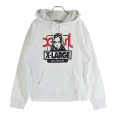 X-GIRL (エックスガール) フロントロゴプリント スウェット プルオーバーパーカー ホワイト レディース 05175205