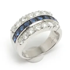 サファイアダイヤモンドリング #10.5 約10.5号 PT900・サファイア1.27ct・ダイヤ1.11ct