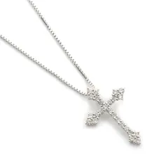 ダイヤモンドクロスネックレス K18WG ホワイトゴールド ダイヤ0.50ct