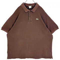 ラコステLacoste半袖ポロシャツワニロゴワッペンワンポイントコットン茶色ブラウン無地シンプルノームコア鹿の子フランスデザインY2Kレトログランパコアアメトラゆるダボオーバーサイズビックサイズvintageヴィンテージ60113