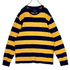 ポロラルフローレンPoloRalphLauren長袖サーマルTシャツロンTワッフルボーダー紺ネイビー黄色イエローレッドポニーロゴ刺繍Y2Kレトログランパコアアメトラvintageヴィンテージ60113
