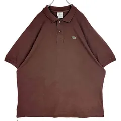 ラコステLacoste半袖ポロシャツワニロゴワッペンワンポイントコットン茶色ブラウン無地シンプルノームコア鹿の子フランスデザインY2Kレトログランパコアアメトラゆるダボオーバーサイズvintageヴィンテージ60113