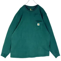 CarharttカーハートK126長袖TシャツロンT胸ポケT胸ポケット緑グリーンロゴタグワンポイントアメカジストリートワーク西海岸フェードゆるダボオーバーサイズoriginalfitオリジナルフィットvintageヴィンテージ60113