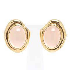 タサキ ローズクォーツイヤリング K18YG 4Pダイヤモンド クリップ式