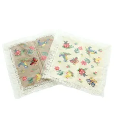 フェイラー FEILER × 近沢レース店 ハイジ 2枚セット レース付きタオルハンカチ 総柄 アニマル柄 花柄 アイボリー 茶 /MI ■OS ■SH