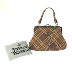【中古美品】Vivienne Westwood ヴィヴィアンウエストウッド VEGAN LEATHER SHOULDER BAG D201 ビーガンレザー ショルダーバッグ チェック柄 がま口 カバン 【180-250704-hi-17-tag】