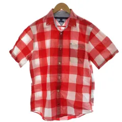 トミーヒルフィガー TOMMY HILFIGER カジュアルシャツ XL 赤 レッド 白 ホワイト チェック柄 半袖 胸ポケット /GG ■GY63