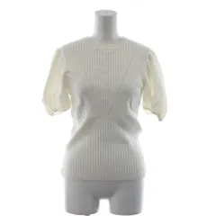 エムプルミエ M-Premier ニット カットソー 36 オフホワイト 半袖 リブ編み パフスリーブ /GG ■GY63