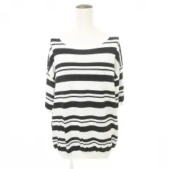 レプシィム ローリーズファーム LEPSIM LOWRYS FARM 美品 ボーダー ニット カットソー F 白黒 ■TC