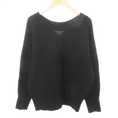 プラステ PLST ウール 長袖 ニット Vネック 無地 厚手 Mサイズ 黒 ブラック ■TC