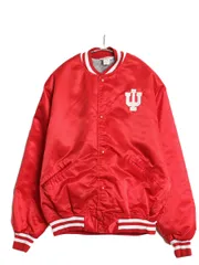 【お得なクーポン配布中!】 90s USA製 カレッジ ナイロン サテン スタジャン メンズ L / オールド 裏ボア パイル 中綿 キルティング ライナー ブルゾン ジャンパー 赤