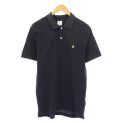 ブルックスブラザーズ BROOKS BROTHERS ポロシャツ 半袖 レギュラーカラー ハーフボタン ロゴ ワンポイント 鹿の子 M 紺 ネイビー /BB ■ECB001