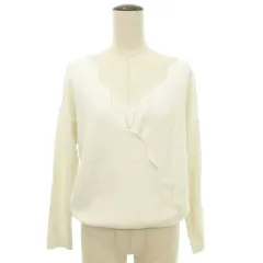 リリーブラウン Lily Brown 長袖 ニット Vネック 無地 薄手 フリーサイズ アイボリー ■TC